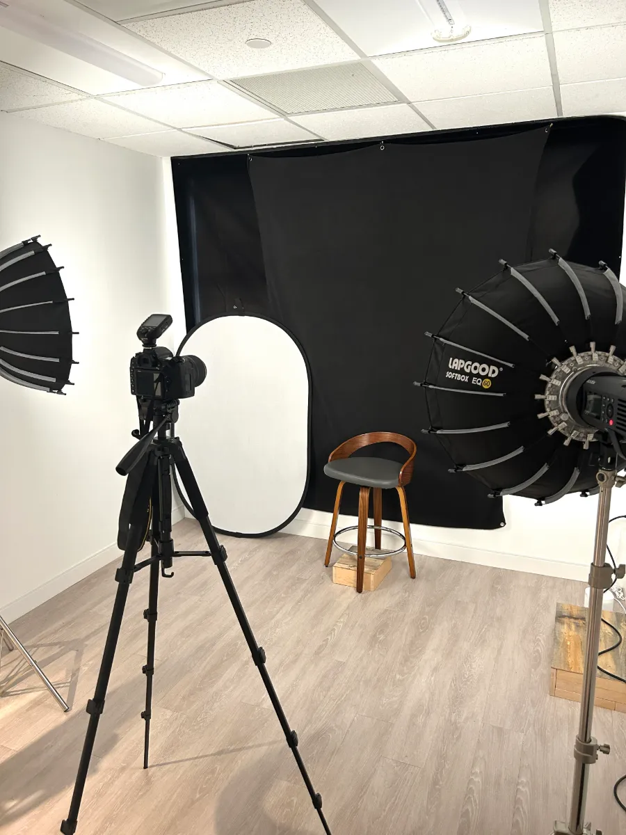 In-office photography studio used for Digital Smile Design photos and video at Sunshine Dentists
